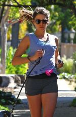 NIKKI REED in Shorts Jogging in Los Angeles