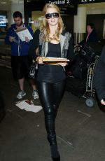 PARIS HILTON in Leather Pant at LAX Airport