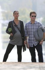Pregnant EMMANUELLE CHRIQUI on the Set of Entourage in Los Angeles