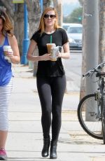 RUMER WILLIS in Tights at Starbucks in West Hollywood