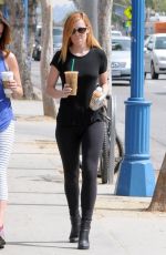 RUMER WILLIS in Tights at Starbucks in West Hollywood