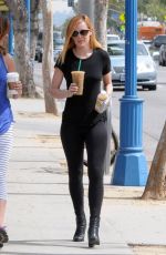 RUMER WILLIS in Tights at Starbucks in West Hollywood