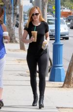 RUMER WILLIS in Tights at Starbucks in West Hollywood