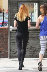 RUMER WILLIS in Tights at Starbucks in West Hollywood