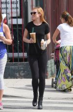 RUMER WILLIS in Tights at Starbucks in West Hollywood