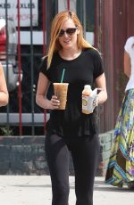 RUMER WILLIS in Tights at Starbucks in West Hollywood