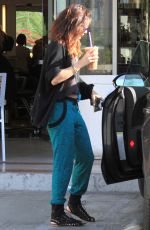 VANESSA HUDGENS Gets an Iced Coffee at the Coffee Bean in Studio City