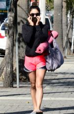 VANESSA HUDGENS in Shorts Leaves Yoga Classes in Studio City