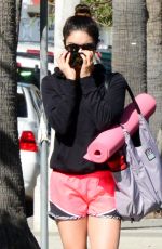 VANESSA HUDGENS in Shorts Leaves Yoga Classes in Studio City