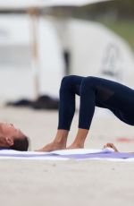 VICTORIA SILVSTEDT Doing Yoga at a Beach in Miami