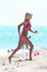 VICTORIA SILVSTEDT in Pink Bikini on the Beach in Miami