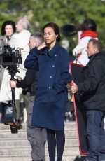 ZOE SALDANA on the Set of Rosemary