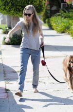 AMADA SEYFRIED with Her Dog Out and About in Studio City