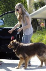 AMADA SEYFRIED with Her Dog Out and About in Studio City