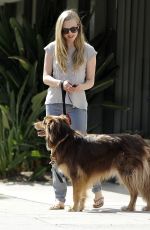 AMADA SEYFRIED with Her Dog Out and About in Studio City