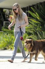 AMADA SEYFRIED with Her Dog Out and About in Studio City