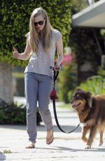 AMADA SEYFRIED with Her Dog Out and About in Studio City