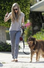 AMADA SEYFRIED with Her Dog Out and About in Studio City