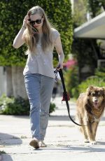 AMADA SEYFRIED with Her Dog Out and About in Studio City