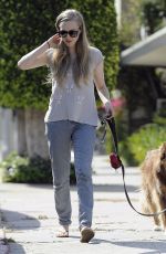 AMADA SEYFRIED with Her Dog Out and About in Studio City