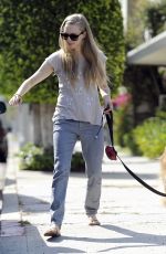 AMADA SEYFRIED with Her Dog Out and About in Studio City