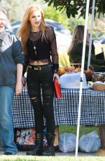 BELLA THORNE on the Set of Amityville in Los Angeles