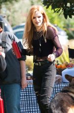 BELLA THORNE on the Set of Amityville in Los Angeles