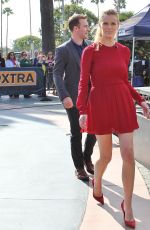BROOKLYN DECKER on the Set of Extra in Los Angeles