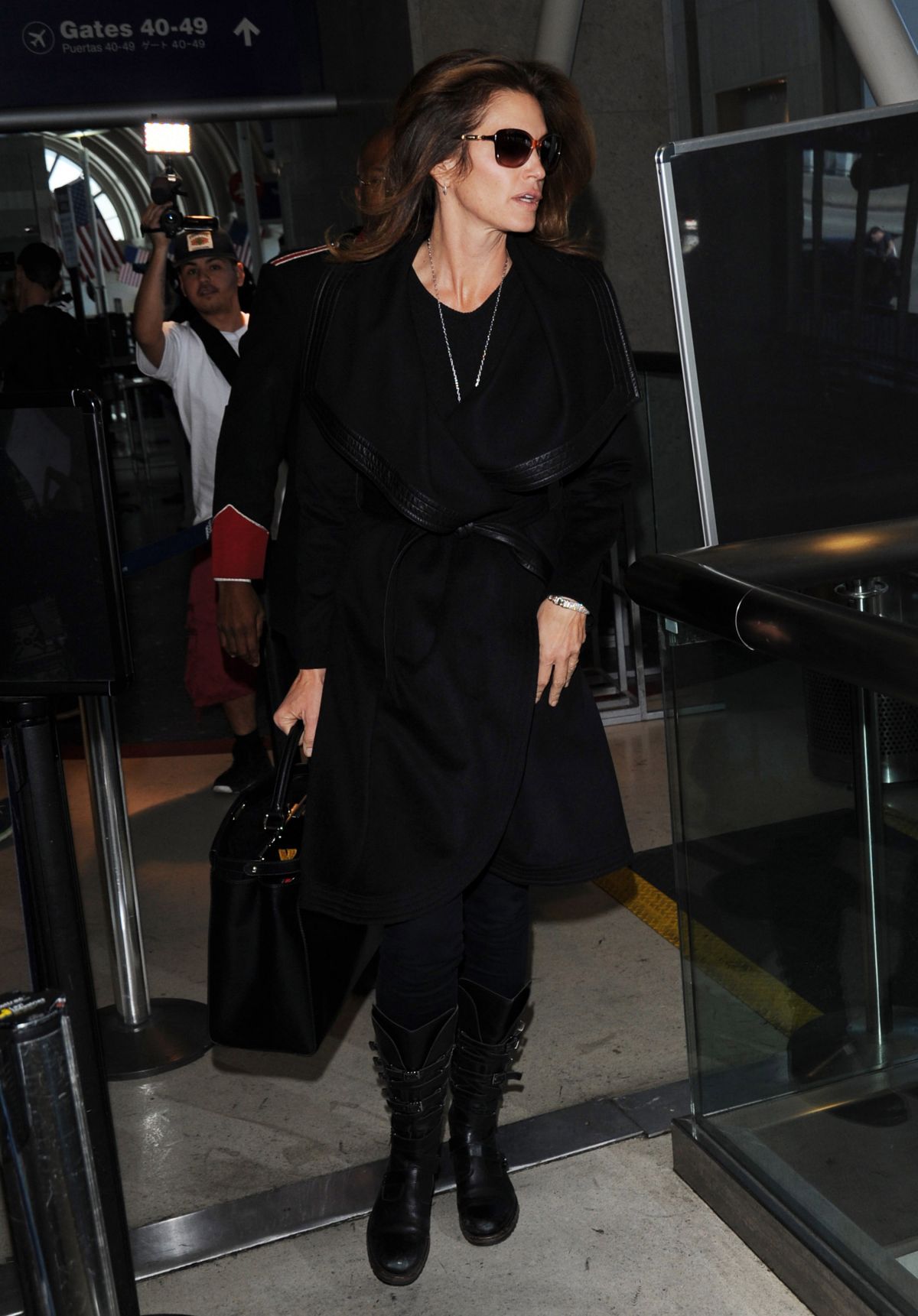 CINDY CRAWFORD at LAX Airport in Los Angeles – HawtCelebs