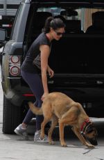 DANIELA RUAH in Tights with Her Dog Out in Los Angeles
