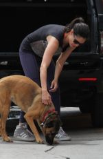 DANIELA RUAH in Tights with Her Dog Out in Los Angeles