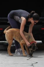DANIELA RUAH in Tights with Her Dog Out in Los Angeles