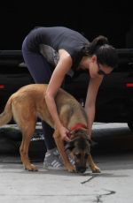 DANIELA RUAH in Tights with Her Dog Out in Los Angeles