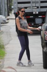 DANIELA RUAH in Tights with Her Dog Out in Los Angeles