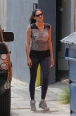 DANIELA RUAH in Tights with Her Dog Out in Los Angeles