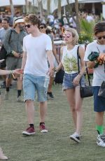 EMMA ROBERTS in Denim Shorts at Coachella Festival