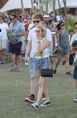 EMMA ROBERTS in Denim Shorts at Coachella Festival