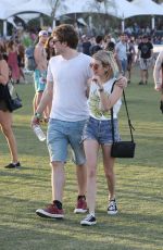 EMMA ROBERTS in Denim Shorts at Coachella Festival