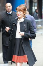 EMMA STONE Arrives at Good Morning America in New York