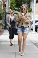 HILARY DUFF in Ripped Shorts Out Shopping in Beverly Hills