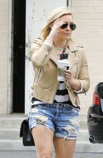 HILARY DUFF in Ripped Shorts Out Shopping in Beverly Hills