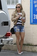 HILARY DUFF in Ripped Shorts Out Shopping in Beverly Hills