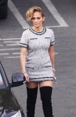 JENNIFER LOPEZ in Short Dress and Over Knee Boots at American Idol Studio