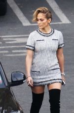 JENNIFER LOPEZ in Short Dress and Over Knee Boots at American Idol Studio