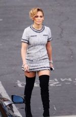 JENNIFER LOPEZ in Short Dress and Over Knee Boots at American Idol Studio