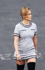 JENNIFER LOPEZ in Short Dress and Over Knee Boots at American Idol Studio