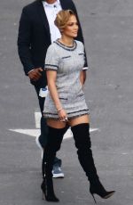 JENNIFER LOPEZ in Short Dress and Over Knee Boots at American Idol Studio