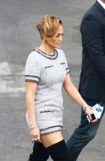 JENNIFER LOPEZ in Short Dress and Over Knee Boots at American Idol Studio