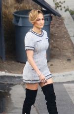 JENNIFER LOPEZ in Short Dress and Over Knee Boots at American Idol Studio