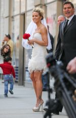 KATE GOSSELIN in Wedding Dress Promotes Brides for a Day in New York